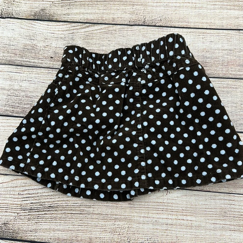 Girls Brown Corduroy and Blue Polka Dot Skirt Size 2T